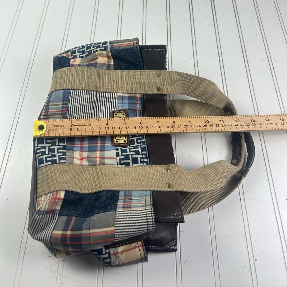 Tommy Hilfiger Vintage Y2K American Patchwork Classic Madras Plaid Denim Handbag - Picture 5 of 15